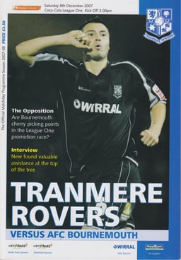 Tranmere Rovers v AFC Bournemouth Match Programme 2007-12-08
